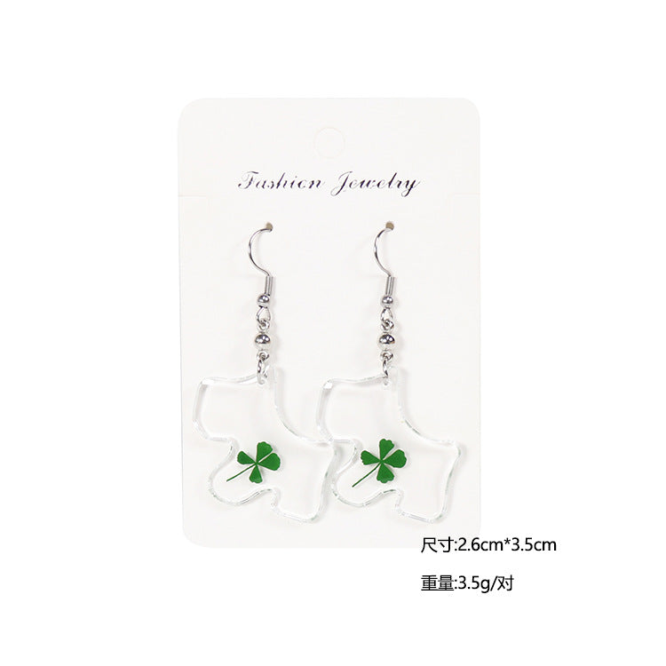 Wholesale 10pcs Four-leaf Clover Natural Specimen Earrings